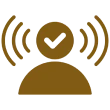 Person with check mark and signal waves