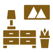 Dresser with lamp and plant icon