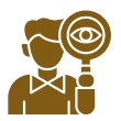 Detective figure holding magnifying glass