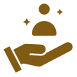 Hand supporting person icon with stars